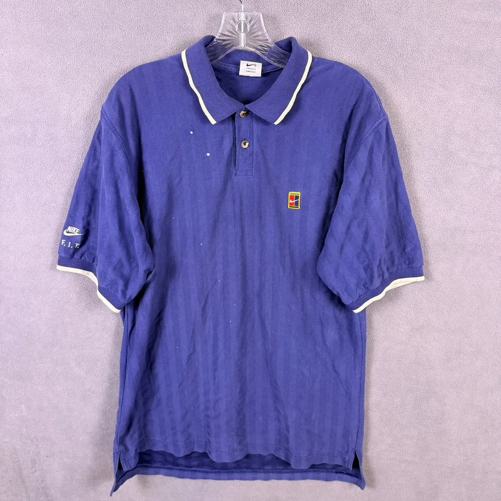 Vintage Nike Challenge Court Polo Shirt Agassi F.I.T. Tennis White Size L